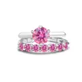 Pink 1.7CT moissanite ring set with S925 sterling silver bands and six-prong setting - Pink