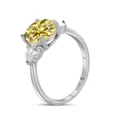 Macro view of S925 sterling silver stamp and 3CT oval yellow gemstone with side stones - US 5 / Lemon Yellow