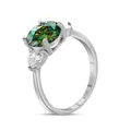 Anello in argento S925 con moissanite verde ovale da 3CT e pietre laterali a pera - n.5 / Verde Scuro