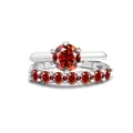 Silver 1.7CT red moissanite bridal set in S925 sterling silver with six-claw setting - Red