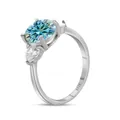 S925 sterling silver ring featuring a 3ct round blue moissanite and pear side stones - US 5 / Original Blue