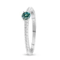 Klassieke S925 zilveren ring met een blauwgroene moissanite en vier-klauwzetting ontwerp - Maat 5 / Teal