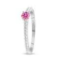 Elegante S925 sterling zilveren ring met een roze moissanite steen in een 4-klauw zetting - Maat 5 / Roze