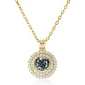 Elegant 1ct gray moissanite pendant necklace in gold-plated silver with double halo design - 1 Carat 6.5mm / Round Brilliant Cut / Gray