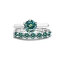 Dettaglio del set di anelli in argento S925 con moissanite da 1,7 ct e marchio inciso - Misura 5 / Verde petrolio
