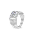 Men's 925 sterling silver ring with square face and 1ct round moissanite stone - US 7 / Premium White