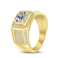 Luxury 925 sterling silver men's ring with 1ct moissanite and gold plated finish - Size 7 / Gold (White Stone)