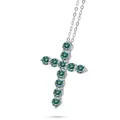 Blue moissanite cross pendant necklace in 925 sterling silver with a sleek silver chain - 3mm * 11PCS (Total 1.1 Carat) / Teal