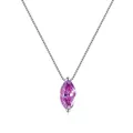 S925 sterling silver necklace featuring a marquise cut pink moissanite teardrop pendant - 1 Carat (With Certificate) / Pink