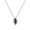 Minimalist S925 silver necklace featuring a marquise-cut green moissanite water drop pendant - 1 Carat (With Certificate) / Dark Green