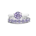 1.7CT purple moissanite S925 silver ring set with classic six-prong round stone - Light Purple