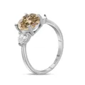 S925 silver ring with 3CT champagne oval moissanite and pear-shaped side stones - US 5 / Original Yellow