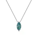 S925 sterling silver box chain necklace with marquise cut turquoise moissanite pendant - 1 Carat (With Certificate) / Teal