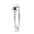 S925 sterling zilveren ring met 4mm regenboog moissaniet en zijdiamanten - Maat 5 / AB Wit