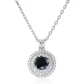 Round 1 carat black moissanite halo necklace in sterling silver with double diamond accent - 1 Carat 6.5mm / Black