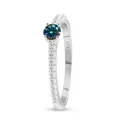 S925 zilveren ring met vier klauwen en een ronde pauwblauwe moissaniet steen - Maat 5 / Regenboog