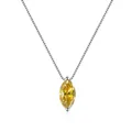 S925 silver necklace with marquise-cut yellow moissanite pendant on box chain - 1 Carat (With Certificate) / Gold Yellow
