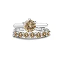 Champagne round cut moissanite bridal ring set in S925 sterling silver six-prong setting - Champagne