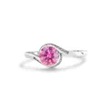 S925 sterling zilveren ring met 1CT roze moissaniet en een gedraaide spiraalband - Maat 5 / Spiraalvormige Omarmingsstijl (24-1-R-1CT)