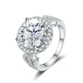 Elegant S925 sterling silver ring with a 5-carat round moissanite in halo setting - Size 5 / D Color