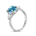 3CT oval blue moissanite ring in S925 sterling silver with side pear cut stones - US 5 / Aqua