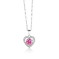 Détail du collier en argent S925 en forme de cœur avec pierre rose et halo de cristaux - 1 Carat (6,5mm) / Rose