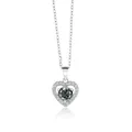 Vue détaillée du collier en argent S925 en forme de cœur avec moissanite bleu-vert - 1 Carat (6,5mm) / Gris