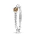 Klassieke S925 sterling zilveren ring met ronde moissaniet in champagnekleur - Maat 5 / Originele Champagne