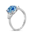 S925 sterling silver ring featuring a 3ct oval blue moissanite with side stones - US 5 / Sapphire Blue