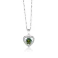 Collar de corazón de plata S925 con moissanita verde redonda y piedras de halo - 1 Quilate (6,5mm) / Verde Oscuro