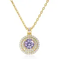 Gold finish sterling silver necklace with 1ct round lavender moissanite pendant - 1 Carat 6.5mm / Round Brilliant Cut / Light Purple
