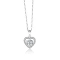 Collar corazón de plata S925 con moissanita redonda y micro-pave cristales en fondo blanco - 1 Quilate (6,5mm) / Blanco