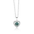 Collar de plata S925 con colgante de corazón y una moissanita verde azulada en el centro - 1 Quilate (6,5mm) / Verde azulado