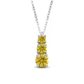Three-stone S925 silver necklace with sparkling round yellow moissanite pendant drops - 1 Carat 6.5mm / Gold Yellow