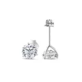 Détail des boucles d'oreilles en argent S925 avec sertissage à trois griffes et pierres - 5mm (2 Pcs) / Blanc
