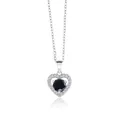 Collar con colgante de corazón con piedra preciosa negra redonda y halo en plata S925 - 1 Quilate (6,5mm) / Negro