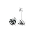 Vue macro du poinçon en argent 925 et du sertissage à quatre griffes sur les boucles - 5mm (2 Pcs) / Gris