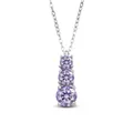 Macro shot of 1.8ct purple moissanite pendant with triple stone gradient design - 1 Carat 6.5mm / Light Purple