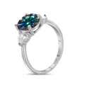 S925 sterling silver 3CT round rainbow moissanite ring with pear-cut side stones - US 5 / Rainbow