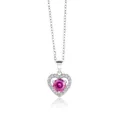 Collier cœur en argent S925 avec grosse moissanite rose et entourage de zircons - 1 Carat (6,5mm) / Coupe De Nouilles Roses Aux Cent Nouilles