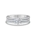 Set di anelli 3 in 1 in argento sterling 925 con moissanite tonda e finitura oro bianco - Misura 5 / Stile combinazione 3-in-1 / Bianco