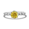 925 silver ring with large round yellow moissanite and intricate hollow vine band - 5 / Gold Yellow