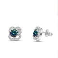 S925 zilveren moissanite klavertje vier oorknopjes met pavé-zetting voor dames - 0.5 Karaat (5mmx2 stuks) / Regenboog