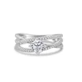 S925 sterling silver moissanite ring with a triple interwoven band and round center stone - Size 5 / White