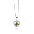 Collier cœur en moissanite vert jaune en argent sterling S925 avec halo scintillant - 1 Carat (6,5mm) / Jaune-vert