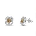 S925 sterling zilveren klavertje vier oorbellen met moissaniet en champagne steen - 1 Karaat (6.5MMX2 stuks) / Geel