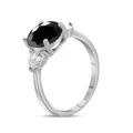 S925 sterling silver ring featuring a 3CT oval black moissanite and pear side stones - US 5 / Black