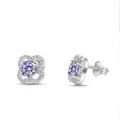 S925 sterling zilveren klaver oorbellen met lichtpaarse moissanite edelstenen - 0.5 Karaat (5mmx2 stuks) / Lichtpaars
