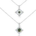 Square S925 silver necklace with a green moissanite pendant on a white background - 1 Carat 6.5mm / Dark Green