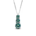 Elegant S925 sterling silver necklace with three blue-green moissanite stones - 1 Carat 6.5mm / Teal